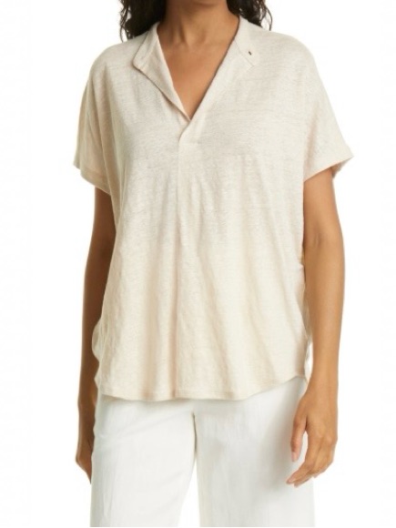 Club Monaco Jandina Linen Split Neck Top